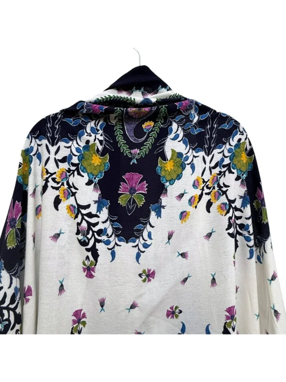 Anthropologie Wrap Boho Blue Floral Womens Kimono Jacket One Size